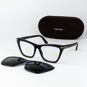 New! Tom Ford Black Clip On Eyeglasses/Sunglasses, FT5971-B 001, Authentic